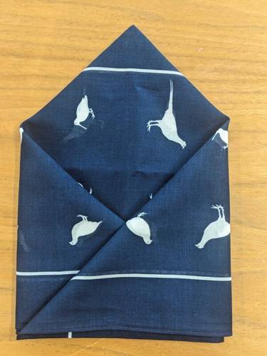 Wilsons Handkerchief - Navy Blue White Game Birds